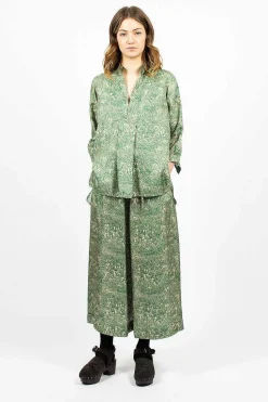 Kora Washed Silk Shirt Pine Drawing