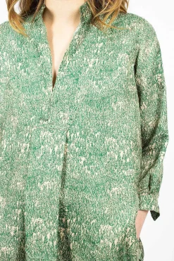 Kora Washed Silk Shirt Pine Drawing