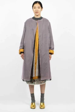 Layered Silk Coat Lilac