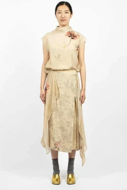 Layered Silk Skirt Ecru
