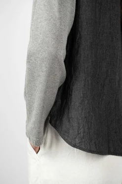 Linen Panel Cardigan Grey