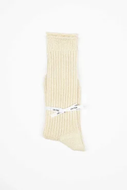 Linen Rib Socks Beige