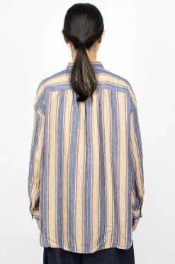 Linen Stripe Shirt Blue