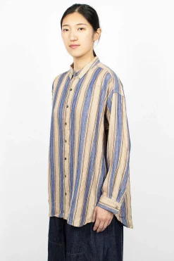 Linen Stripe Shirt Blue