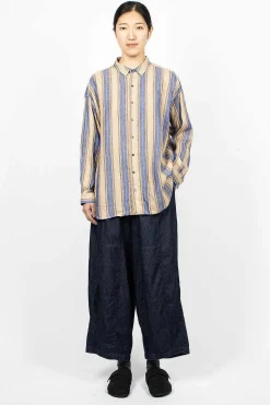 Linen Stripe Shirt Blue