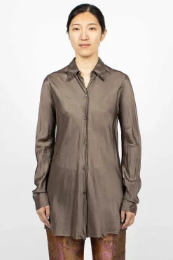 Long Viscose Shirt Grey
