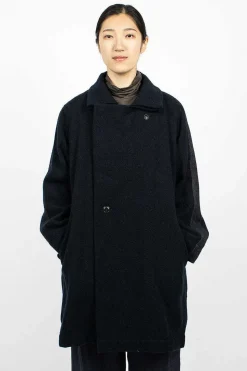 Loop Collar Coat Navy