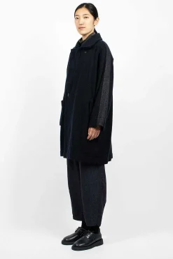 Loop Collar Coat Navy