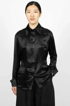Mesh Collar Blouse Black