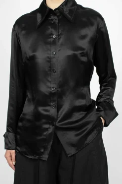 Mesh Collar Blouse Black