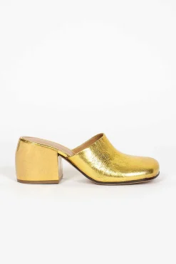 Metallic Leather Mules