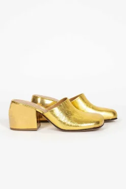 Metallic Leather Mules