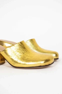 Metallic Leather Mules