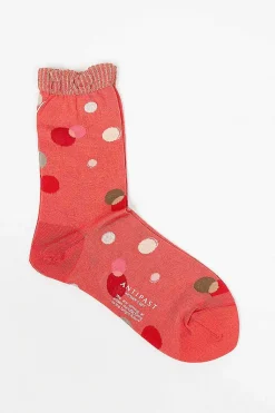 Metallic Thread Polka Ankle Sock Orange