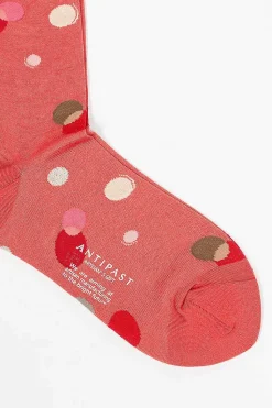 Metallic Thread Polka Ankle Sock Orange