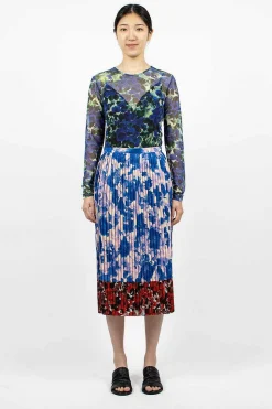 Mixed Floral Skirt Blue
