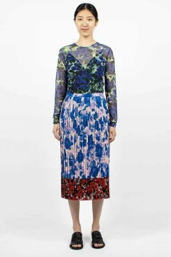 Mixed Floral Skirt Blue
