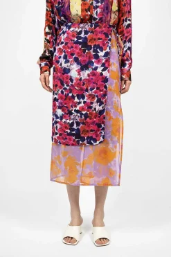 Mixed Floral Skirt Fuchsia