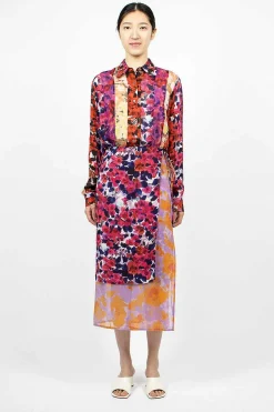Mixed Floral Skirt Fuchsia