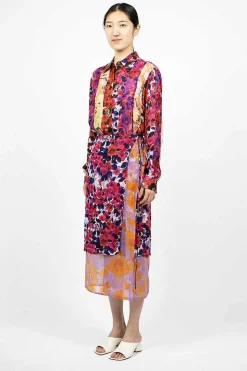Mixed Floral Skirt Fuchsia