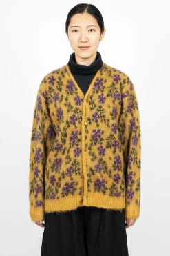Mohair Cardigan Floral Yellow