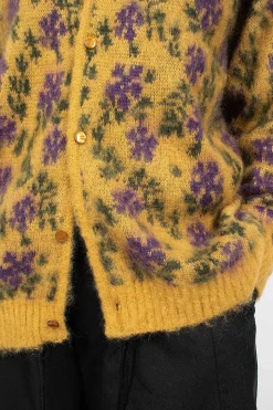 Mohair Cardigan Floral Yellow