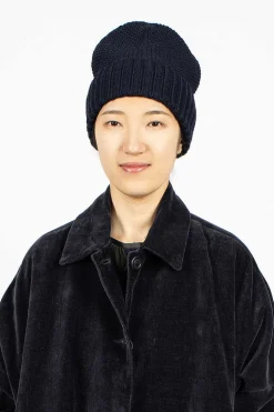 Moss Stitch Beanie Navy