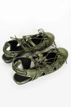 Nappa Metallic Ballerina Khaki