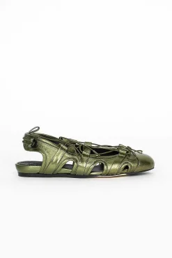 Nappa Metallic Ballerina Khaki