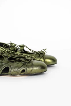 Nappa Metallic Ballerina Khaki
