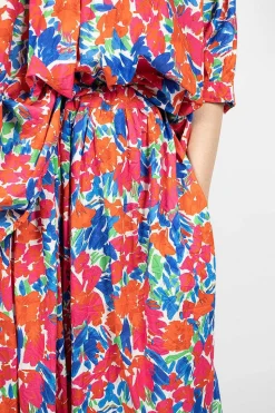 Nastro Flower Print Skirt Red/Blue