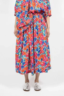 Nastro Flower Print Skirt Red/Blue