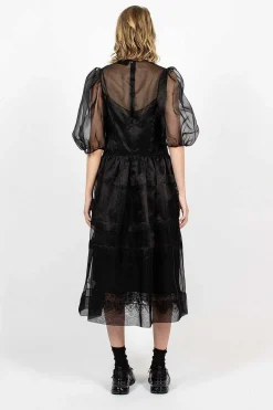 Open Heart Dress Organza Black
