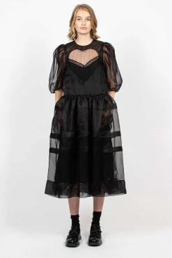 Open Heart Dress Organza Black
