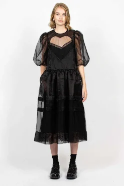Open Heart Dress Organza Black