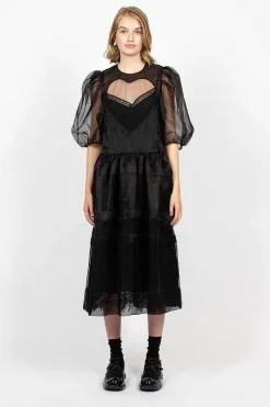 Open Heart Dress Organza Black