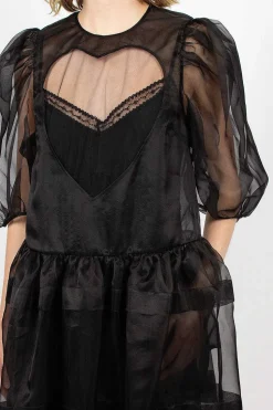 Open Heart Dress Organza Black