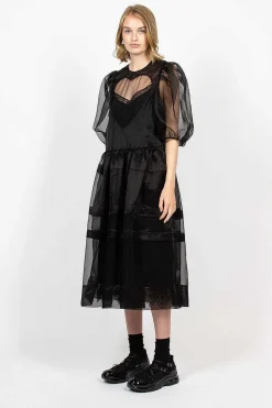 Open Heart Dress Organza Black
