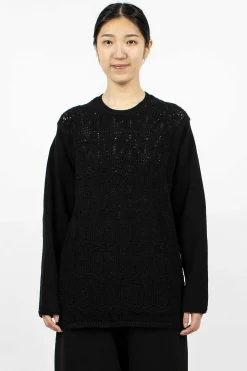 Oversized Flower Crochet Knit Black