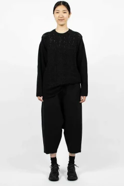 Oversized Flower Crochet Knit Black