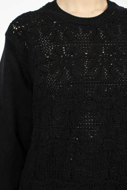 Oversized Flower Crochet Knit Black