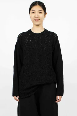 Oversized Flower Crochet Knit Black