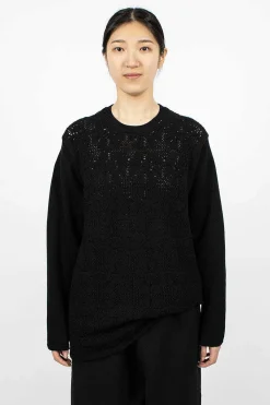 Oversized Flower Crochet Knit Black