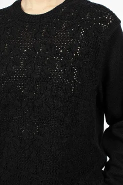 Oversized Flower Crochet Knit Black