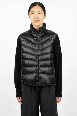 Padded Wool Cardigan Black