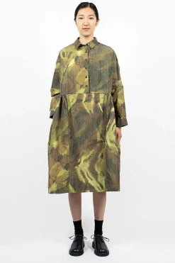 Paga Rouch Dress Ikat Khaki