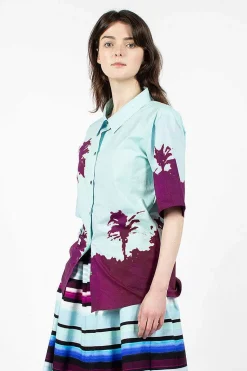 Palm Printed Shirt Blue/Purple