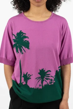 Palm S/S Sweater Pink