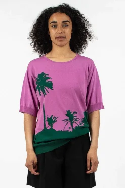 Palm S/S Sweater Pink