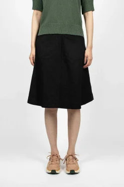 Patch Pocket Circle Skirt Black